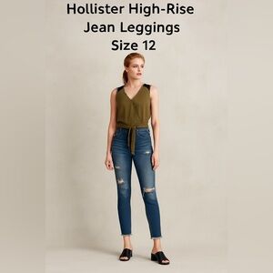 Hollister High Rise Jean Legging Size 5 / 27 Distressed Raw Hem Skinny Jeans